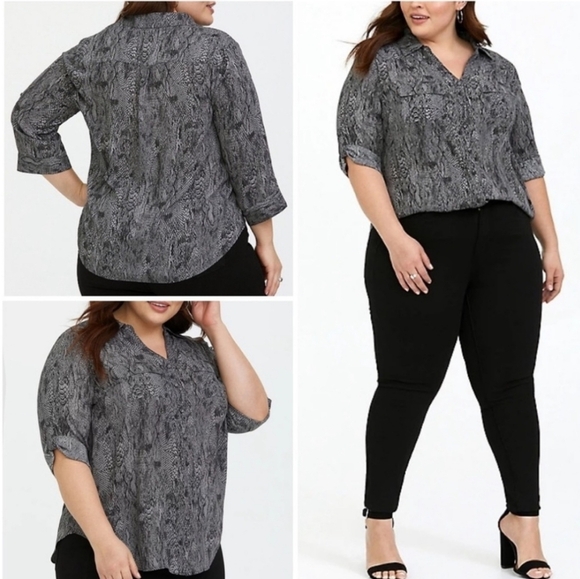 torrid Tops - Torrid snakeskin print georgette button front top 1X plus size